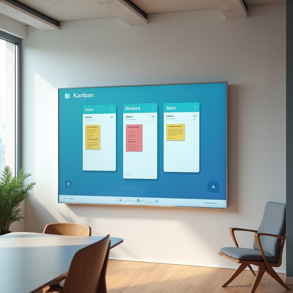 Digitales Board mit strukturierten asynchronen Team-Updates